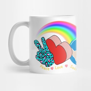 Peace Love Social Works Social Worker Job Rainbow Leopard Mug